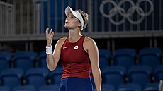 eská tenistka Markéta Vondrouová bhem olympijského finále s Belindou...