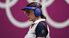 Střelkyně Nino Salukvadzeová z Gruzie na olympijských hrách v Tokiu.