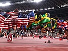 Oslavy po finále tafety en na 4 x 100 m - Finále - Olympijský stadion, Tokio,...