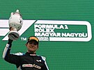Esteban Ocon z Alpine se raduje z vítzství ve Velké cen Maarska formule 1.