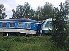 Ve stedu rno se na Domalicku stetly dva vlaky. (4. srpna 2021)