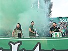 Pohled do sektoru fanouk Bohemians pi ligovém zápase s Plzní.