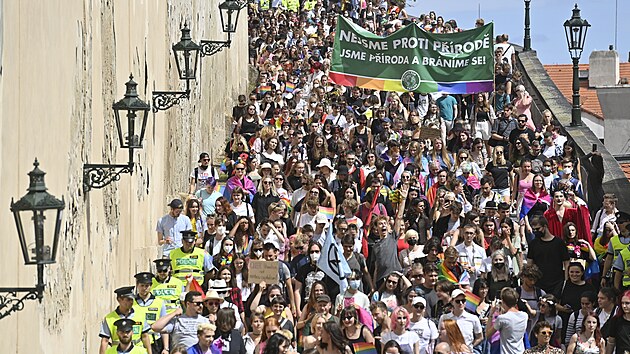 Prahou v sobotu prošel průvod Reclaim Pride – pochod za rovnost. (7. srpna 2021)