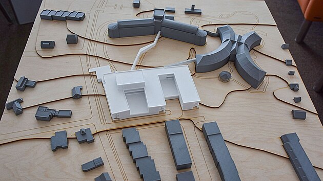 Budoucí podobu hradeckého Domova U Biřičky přibližuje 3Dmodel. Kraj plánuje postavit novou budovu (v bílé barvě) ve stávajícím areálu (šedé stavby).