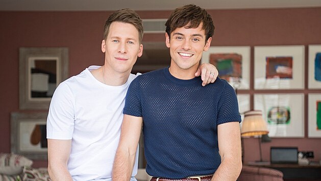 Dustin Lance Black a Tom Daley (Londn, 15. srpna 2018)