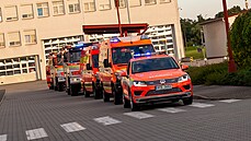 Odřad moravskoslezských hasičů, kteří míří na pomoc s požáry v Řecku. (7. srpna...