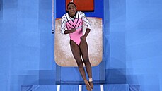 Brazilská gymnastka Rebeca Andradeová na finále sportovní gymnastiky v Tokiu.