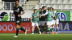 Fotbalisté Jablonce se radují z gólu proti Bohemians.