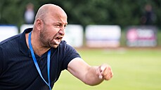 Trenér Varnsdorfu Pavel Drsek diriguje své sv��ence.