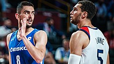 �eský rozehráva� Tomá� Satoranský (vlevo) a americký st�elec Zach LaVine,...