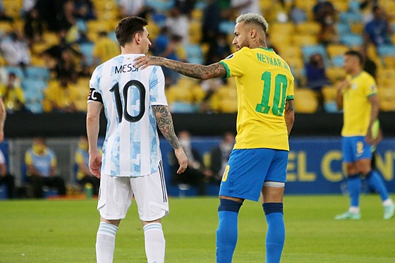 Lionel Messi a Neymar pi finále Copa América 2021, jihoamerického ampionátu.