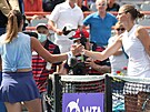 Karolína Plíková si podává ruku se svou soupekou v semifinále tenisového...