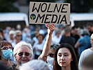 Také v Krakov se demonstruje za svobodu médií. (10. srpna 2021)