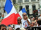 Lidé ve Francii protestují proti covidpasm. (14. 8. 2021)