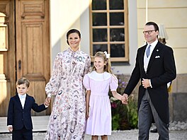 védská korunní princezna Victoria, princ Daniel a jejich dti princ Oscar a...