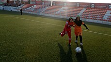 Momentka z turnaje afghánských fotbalistek, na nm se vybíraly nejlepí hráky...
