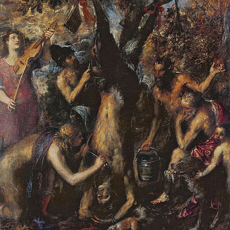 Tizian - Apollo a Marsyas (asi v letech 1550-1576) - z výstavy Luk & lyra...