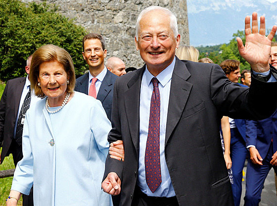 Lichtentejnský kníe Hans-Adam II. a knna Marie (Vaduz, 15. srpna 2019)