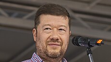 Tomio Okamura na jarmarku SPD, který se konal ve Zlín. (22. srpna 2021)