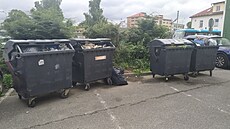 Takto plné jsou plastové kontejnery u Rolnického domu v Nádra�ní ulici dva dny...