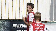 Z utkání mezi Pardubicemi a Bohemians. Vlevo je autor první branky Pardubic...