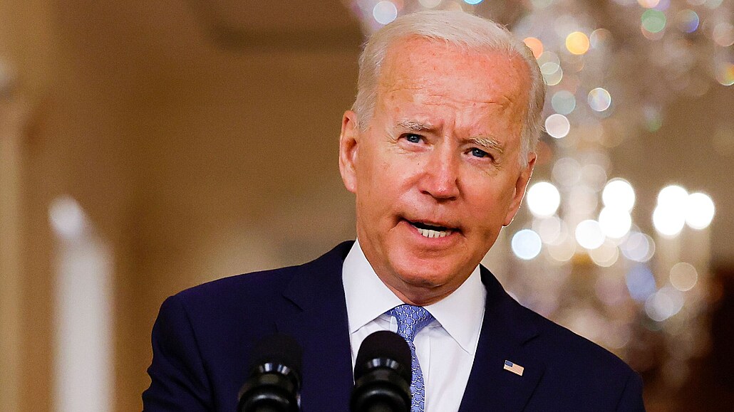 Americký prezident Joe Biden hodnotí v Bílém dom evakuaci z Afghánistánu. (31....