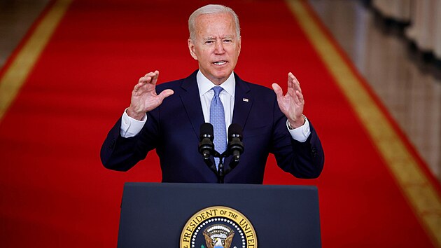 Joe Biden ve svém projevu prohlásil, že evakuace z Afghánistánu byla neobyčejně úspěšná. (31. srpna 2021)