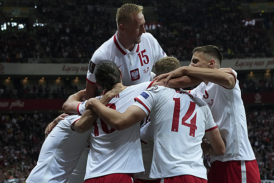 Radost polských fotbalist v zápase s Albánií.