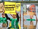 Aktivisté protestují ped branami mnichovského autosalonu IAA.