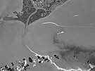Satelitní snímek úniku ropy v Mexickém zálivu po hurikánu Ida. (5.9. 2021)