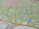 Mapka s vyznaeným okruhem v Ostrav-Porub, kde je kvli nálezu letecké pumy...
