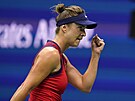 Elina Svitolinová z Ukrajiny se raduje z vítzné výmny v osmifinále US Open...