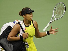 Japonka Naomi sakaov zklaman opout kurt po vyazen ve tetm kole US Open.