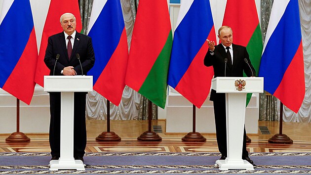 Rusk prezident Vladimir Putin a blorusk vdce Alexandr Lukaenko se v Moskv shodli na 28 programech, kter sjednot legislativy obou zem. (9. z 2021)