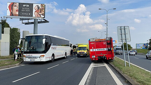 Nehoda dvou autobus na praskm Barrandov (7. 9. 2021).