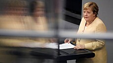 Nmecká kancléka Angela Merkelová na pd Spolkového snmu (7. záí 2021)