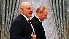 Ruský prezident Vladimir Putin a běloruský vůdce Alexandr Lukašenko se v Moskvě...