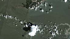 Satelitní snímek úniku ropy v Mexickém zálivu po hurikánu Ida. (5.9. 2021)