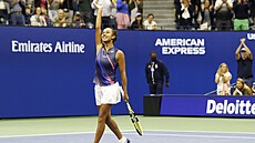 Kanaanka Leylah Fernandezová slaví postup do osmifinále US Open.