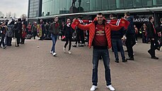 Michal Krmá na stadionu Old Trafford, kde hraje jeho oblíbený Manchester...