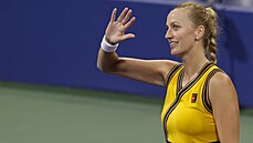 Petra Kvitová se raduje po prvním kole US Open.