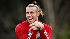 Gareth Bale během velšského tréninku