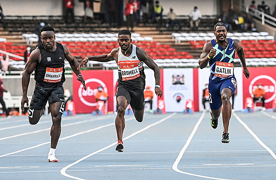 Ferdinand Omanyala, Trayvon Bromell a Justin Gatlin bí stovku na mítinku...