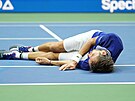 Rus Daniil Medvedv slaví triumf na US Open.