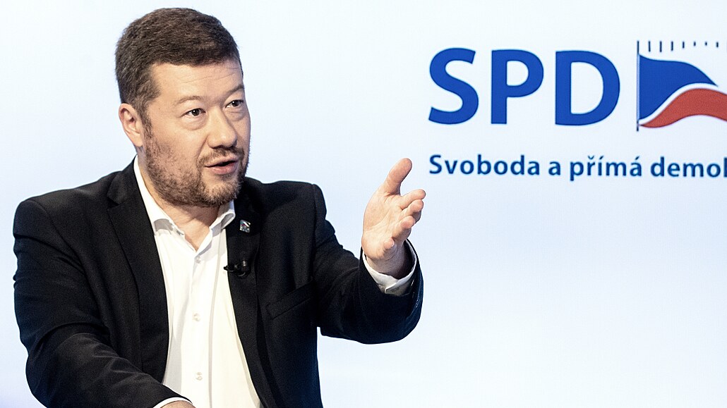 Tomio Okamura byl hostem Rozst�elu. (16. zá�í 2021)