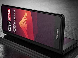 Designový koncept na základ patentu skládacího smartphonu spolenosti Fujifilm