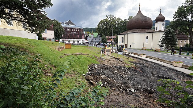 Msto v centru elezn Rudy, kde stla devn cukrrna. (26. 8. 2021)