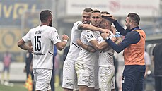 Utkání 8. kola první fotbalové ligy: 1. FC Slovácko - Fastav Zlín. Hrái...