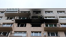 Ve Frýdku-Místku hoelo v bytovém dom. Hasii k evakuaci lidí pouili výkovou...