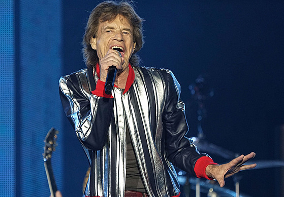 Mick Jaggger z Rolling Stones na zahajovacím koncertu amerického turné No...